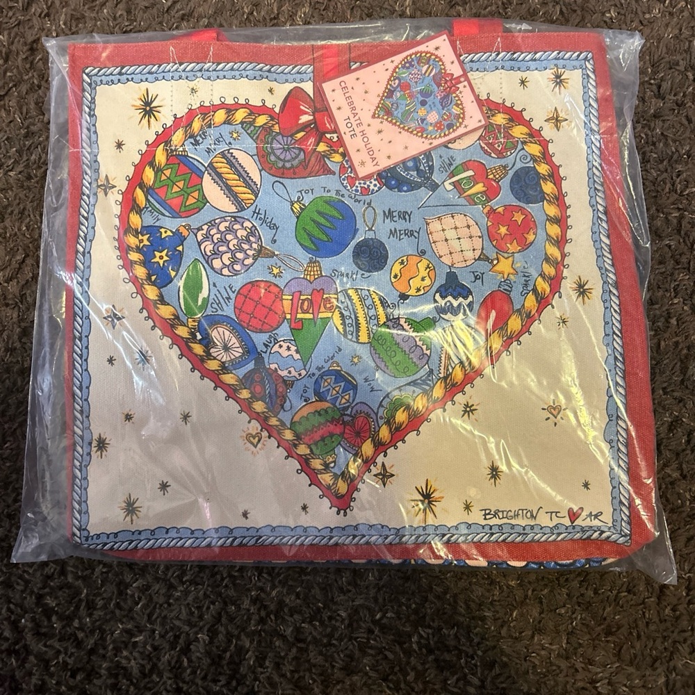 Brighton Celebrate Holiday Tote Large Canvas Heart New In Bag $150